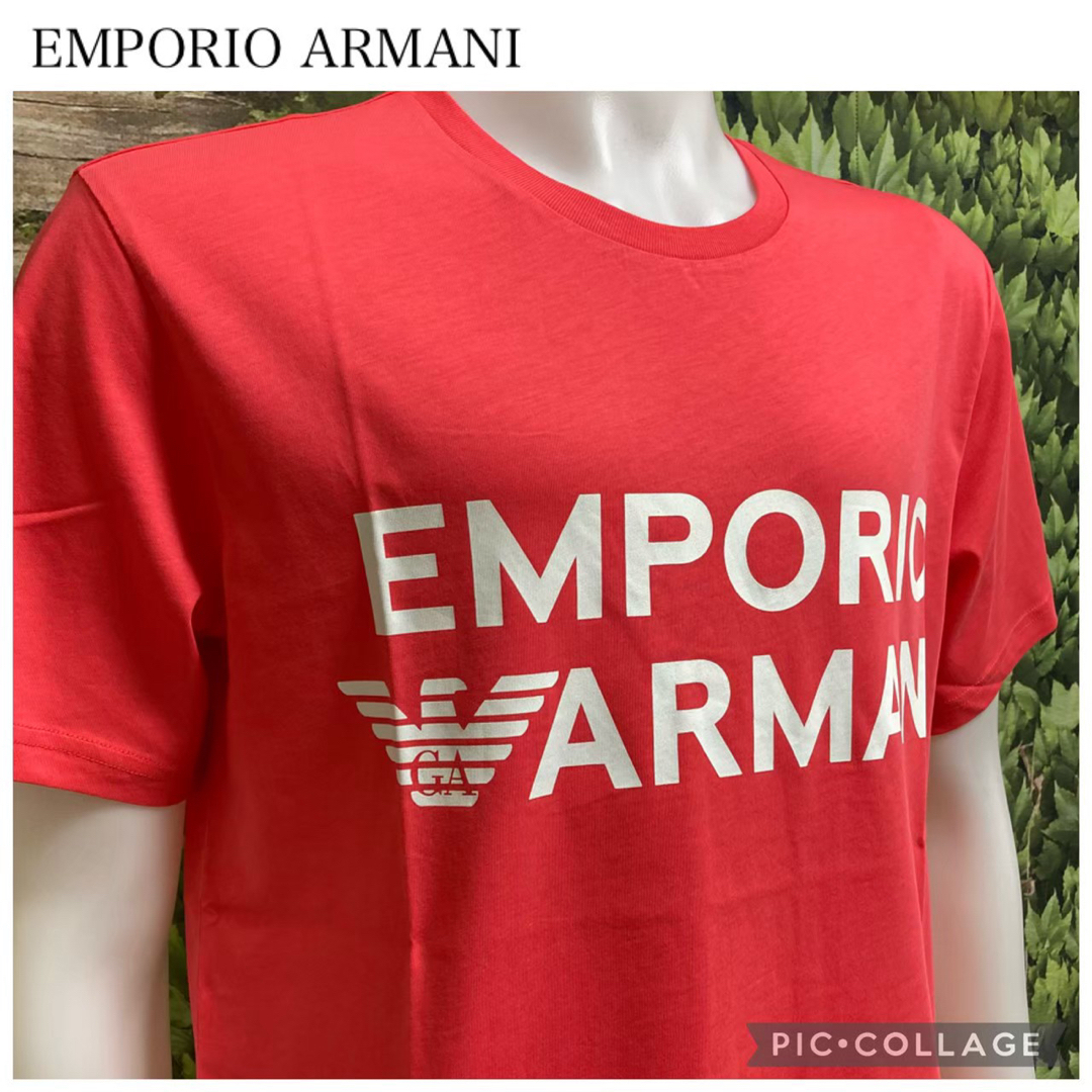 Emporio Armani(エンポリオアルマーニ)の【未使用 XL】23春夏エンポリオアルマーニ半袖 Tシャツ（コーラルピンク） メンズのトップス(Tシャツ/カットソー(半袖/袖なし))の商品写真