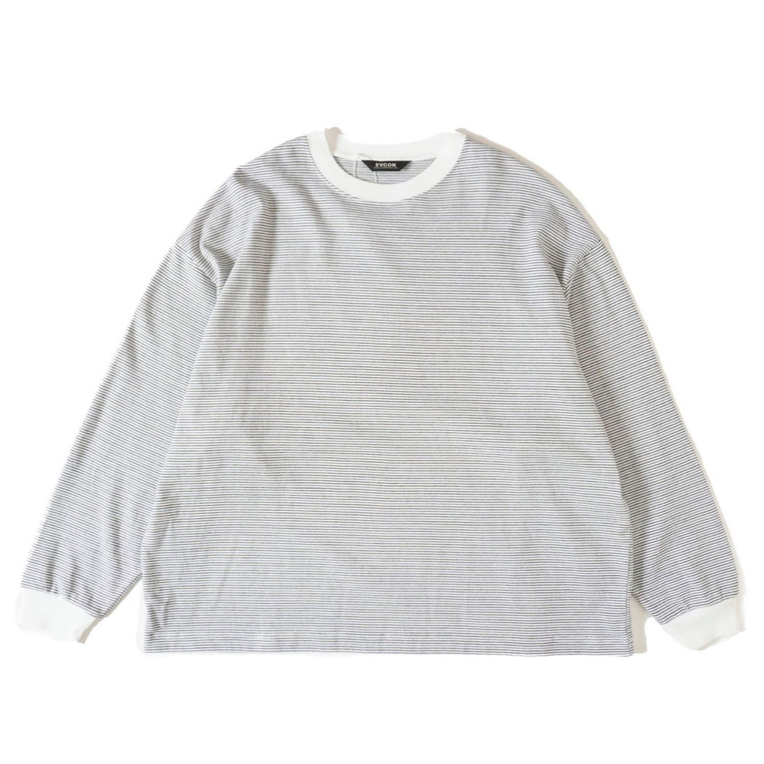 1LDK SELECT(ワンエルディーケーセレクト)のEVCON BORDER WIDE L/S T-SHIRT WHITE メンズのトップス(Tシャツ/カットソー(七分/長袖))の商品写真