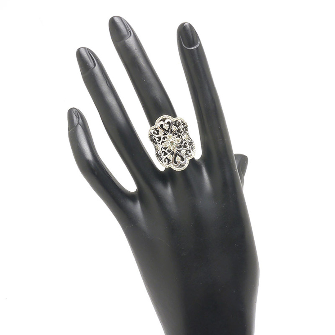 ダイヤモンドリング 約12号 K18WG・ダイヤ1.00ct 幅広 アラベスク調 レディースのアクセサリー(リング(指輪))の商品写真