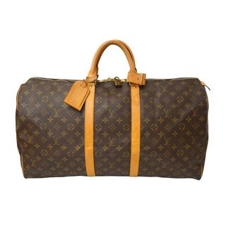 ルイヴィトン(LOUIS VUITTON)のLOUIS VUITTON ルイヴィトン キーポル 55 ボストンバッグ モノグラムキャンバス M41424 ブラウン PVC ヌメ革 良品 中古 62805(ボストンバッグ)