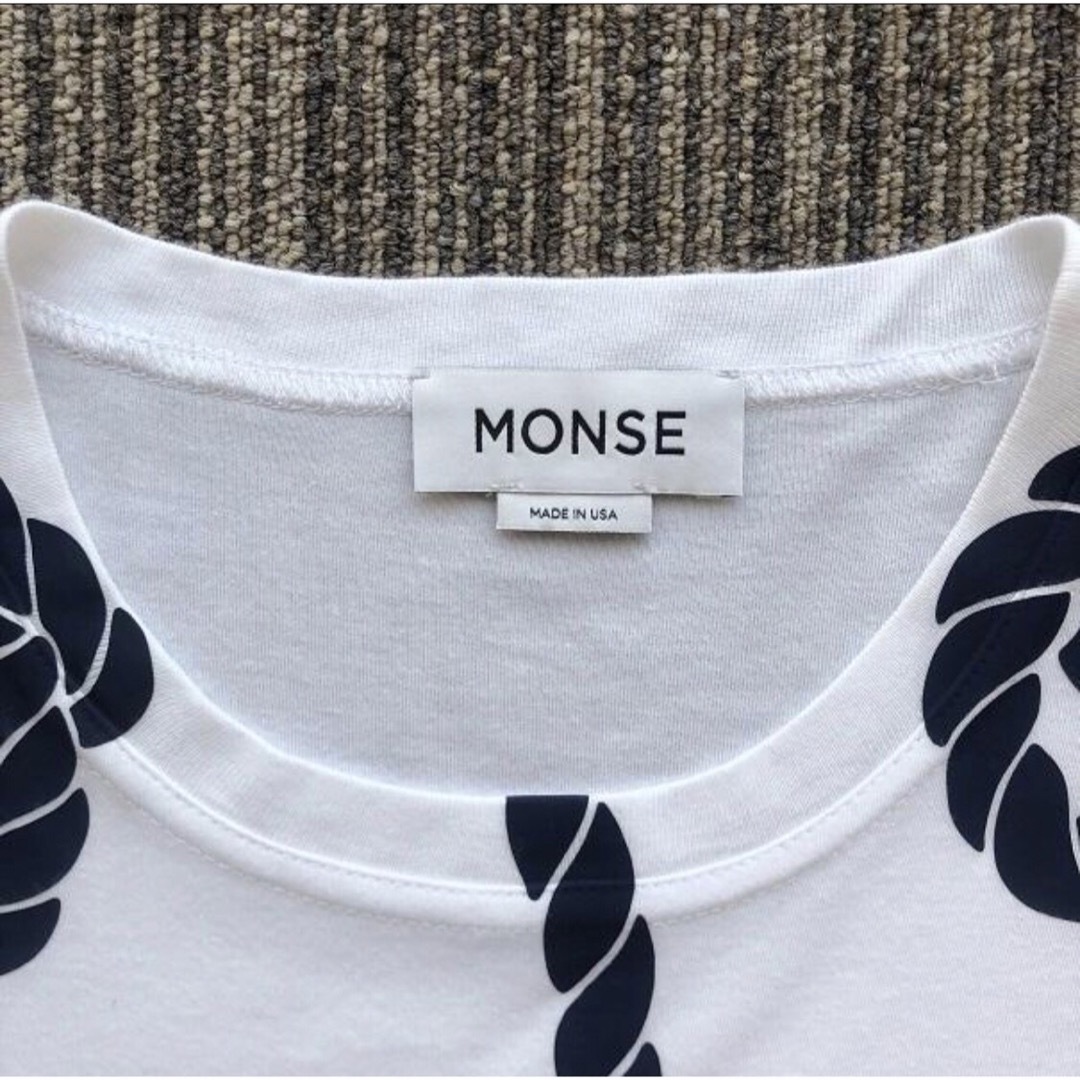 MONSE モンス モンセ ロープ柄 プリントTシャツ 白 紺 マリン リステア レディースのトップス(Tシャツ(半袖/袖なし))の商品写真