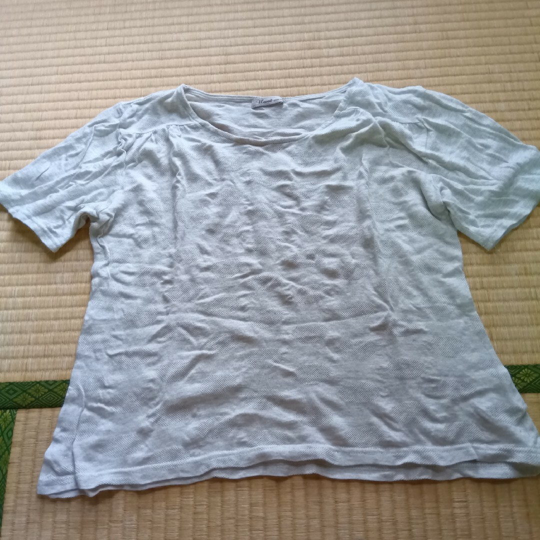 ベージュ半袖カットソーL レディースのトップス(Tシャツ(半袖/袖なし))の商品写真