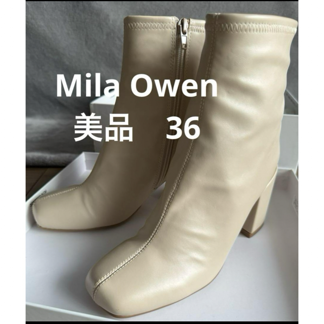 Mila Owen(ミラオーウェン)のミラオーウェン Mila Owen ハイアンクル スクエア ブーツ レディースの靴/シューズ(ブーツ)の商品写真