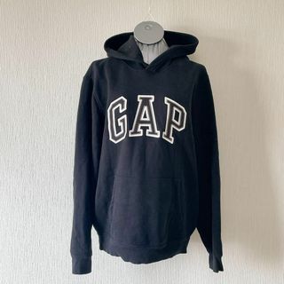 ギャップ(GAP)のGAP 黒 刺繍ロゴ フーディ スウェットパーカー Mサイズ(パーカー)