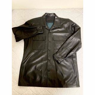 ヨウジヤマモトプールオム(Yohji Yamamoto POUR HOMME)の【レア】ヨウジヤマモトオム 羊革フラップポケット開襟シャツJKT 北野武モデル(シャツ)