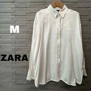 ザラ(ZARA)のザラ zara オーバーサイズ 長袖 シャツ M シンプル ノーマル ホワイト　(シャツ/ブラウス(長袖/七分))