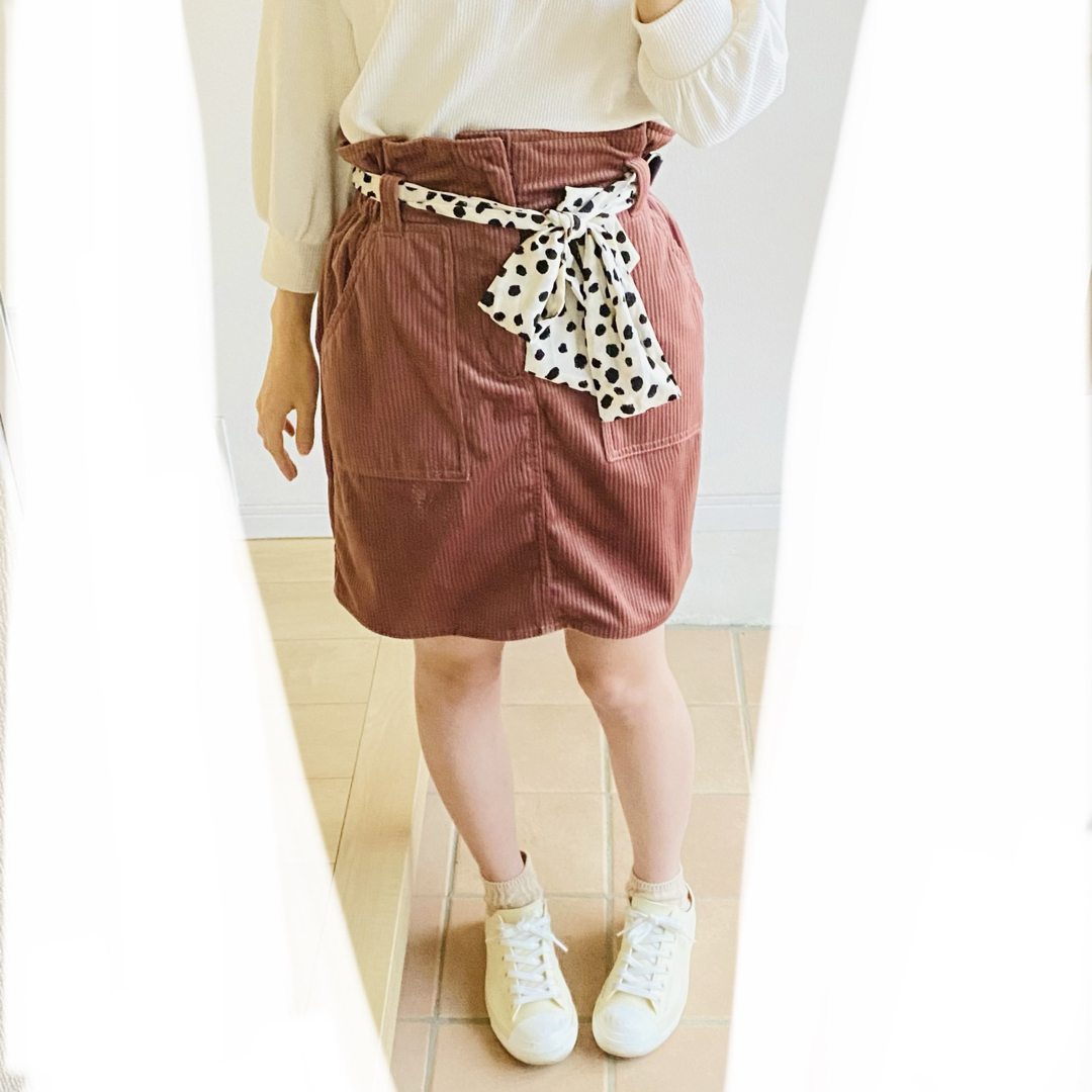 NICE CLAUP(ナイスクラップ)のNICE CLAUP♡ピンクスカート、リボン付き レディースのスカート(ひざ丈スカート)の商品写真