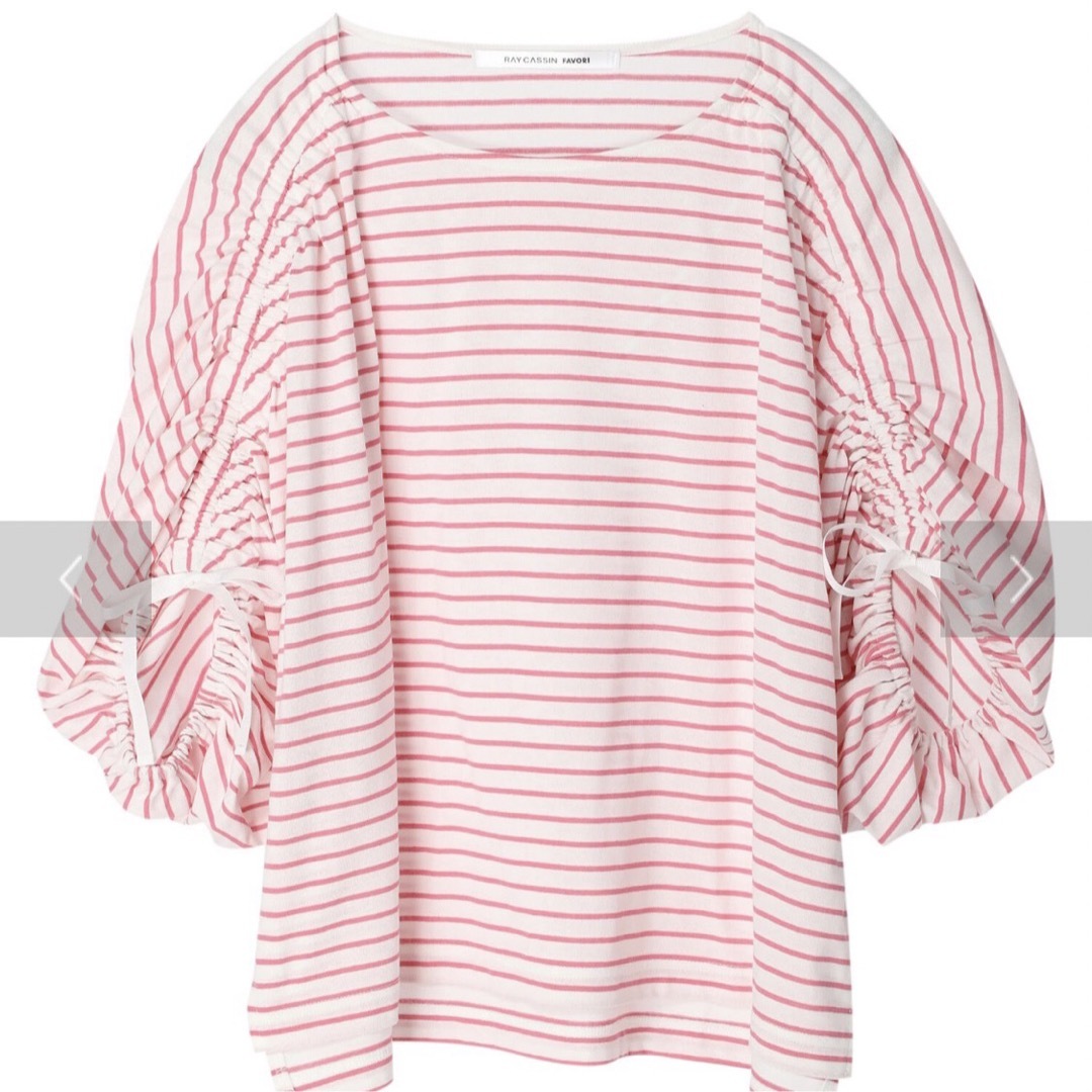 RayCassin(レイカズン)のRAY CASSINボーダードロストプルオーバー ピンク メンズのトップス(Tシャツ/カットソー(半袖/袖なし))の商品写真