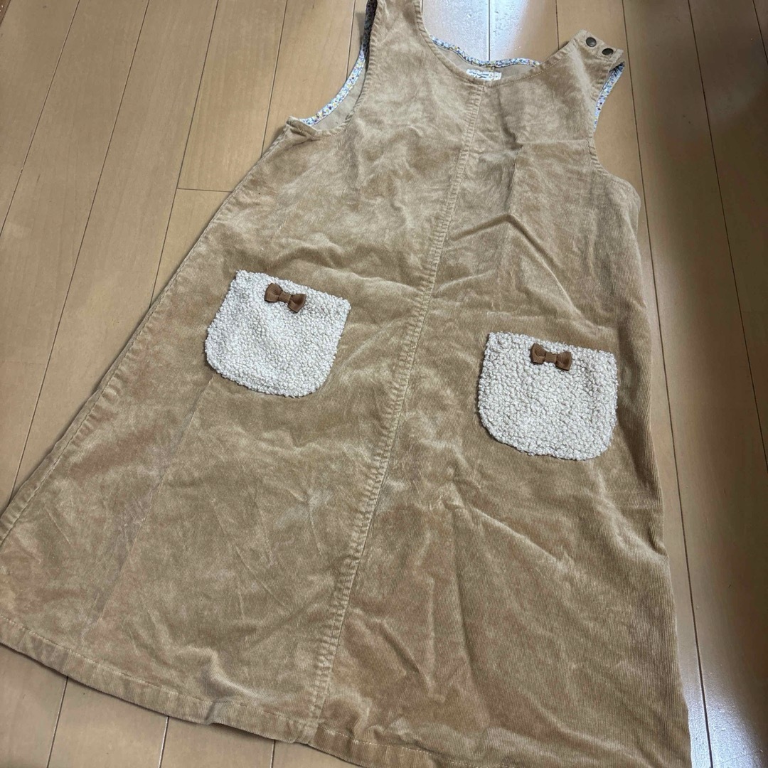 3can4on(サンカンシオン)の3can4on ベージュ系ワンピース　ジャンパースカート　140 キッズ/ベビー/マタニティのキッズ服女の子用(90cm~)(ワンピース)の商品写真