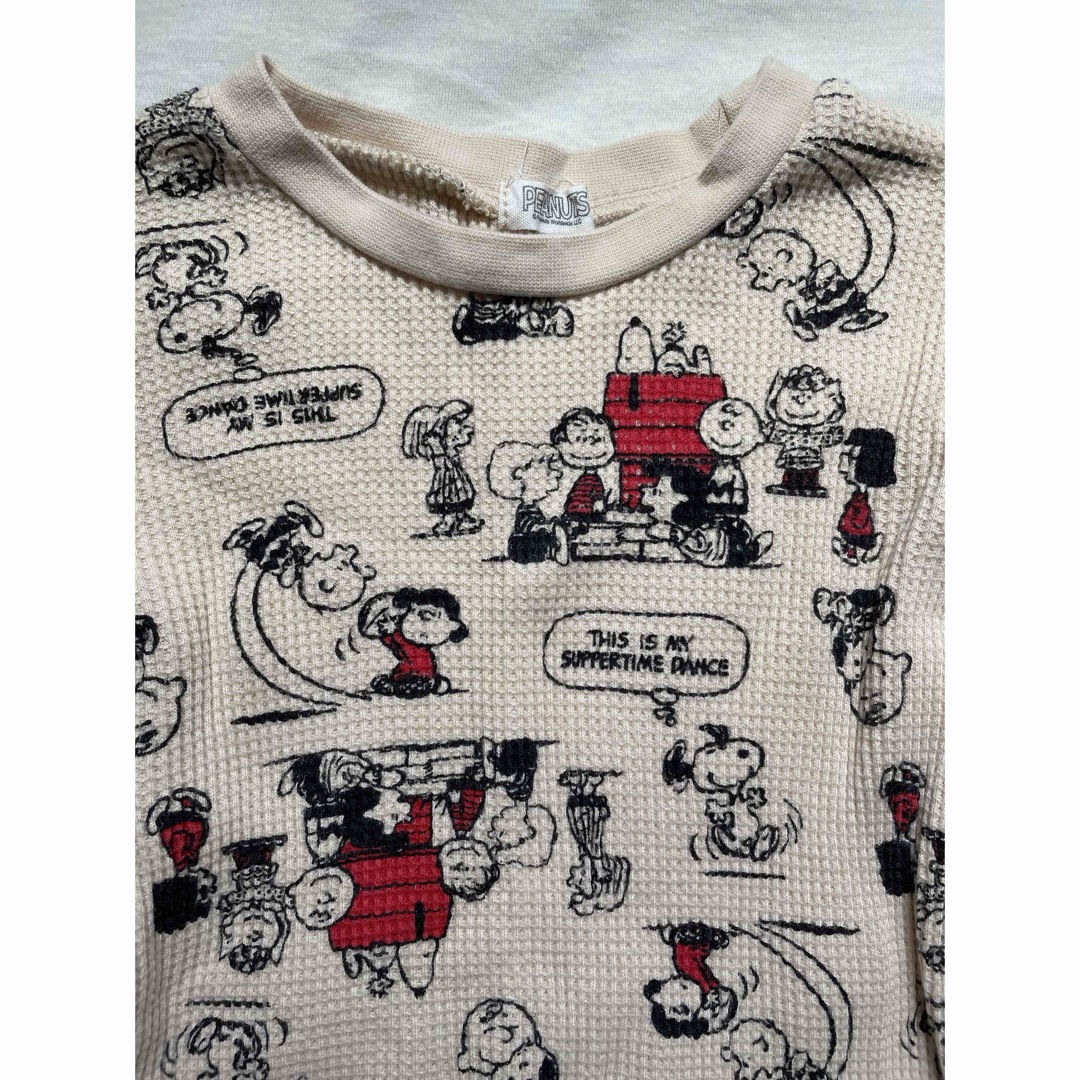 SNOOPY(スヌーピー)の90㎝☆スヌーピー☆ロンT☆ワッフル☆ベージュ☆ベビー☆キッズ☆長袖☆Tシャツ キッズ/ベビー/マタニティのキッズ服男の子用(90cm~)(Tシャツ/カットソー)の商品写真