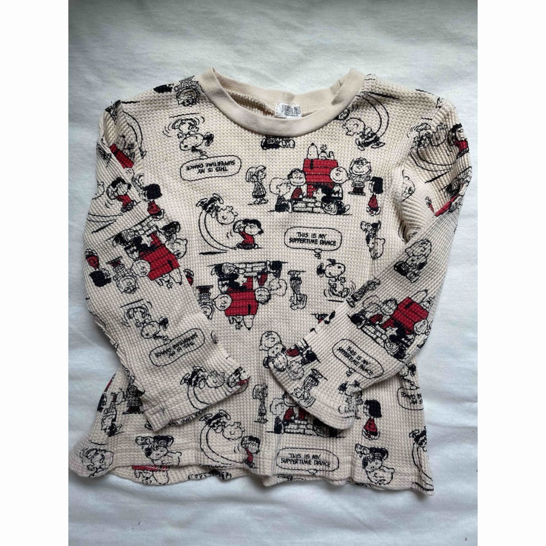 SNOOPY(スヌーピー)の90㎝☆スヌーピー☆ロンT☆ワッフル☆ベージュ☆ベビー☆キッズ☆長袖☆Tシャツ キッズ/ベビー/マタニティのキッズ服男の子用(90cm~)(Tシャツ/カットソー)の商品写真