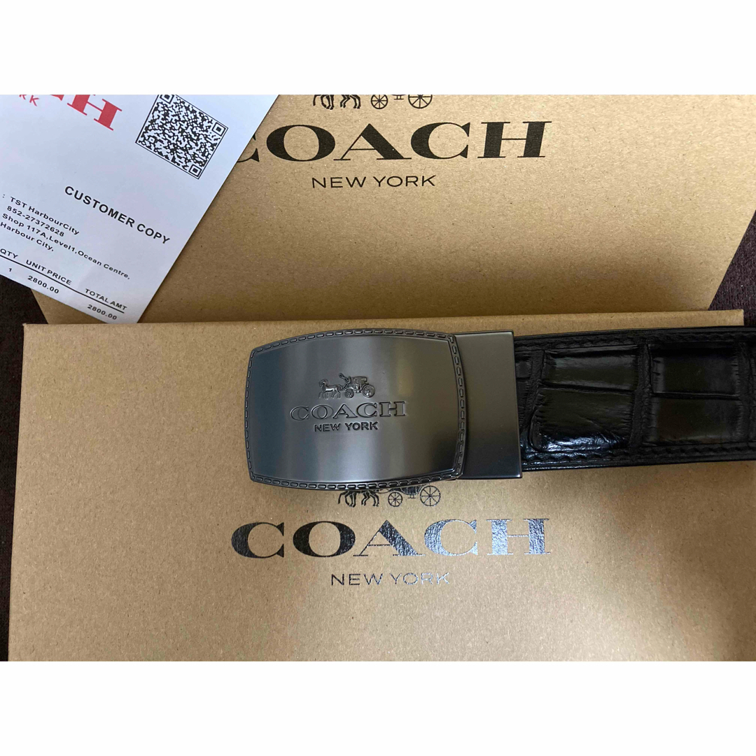 COACH(コーチ)のCOACHコーチ☆バックル☆本物☆クロコダイルベルト☆新品未使用☆今週限定値下 メンズのファッション小物(ベルト)の商品写真