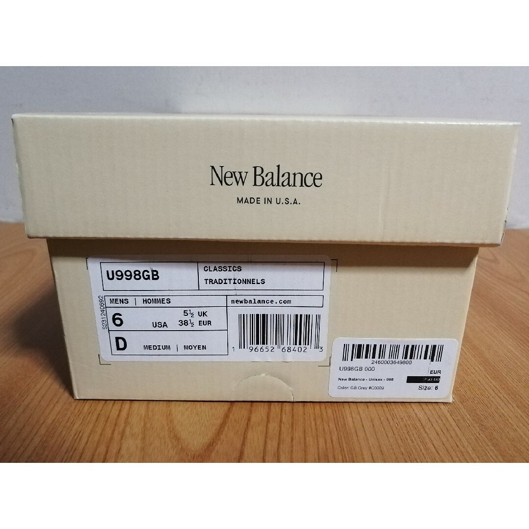 New Balance(ニューバランス)のus6 24.0cm ニューバランス U998GB グレー 未使用品 レディースの靴/シューズ(スニーカー)の商品写真
