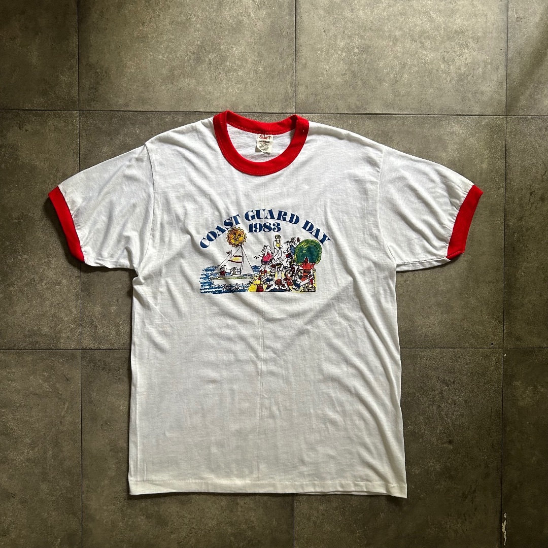 80s stedman リンガーtシャツ USA製 L コーストガード メンズのトップス(Tシャツ/カットソー(半袖/袖なし))の商品写真