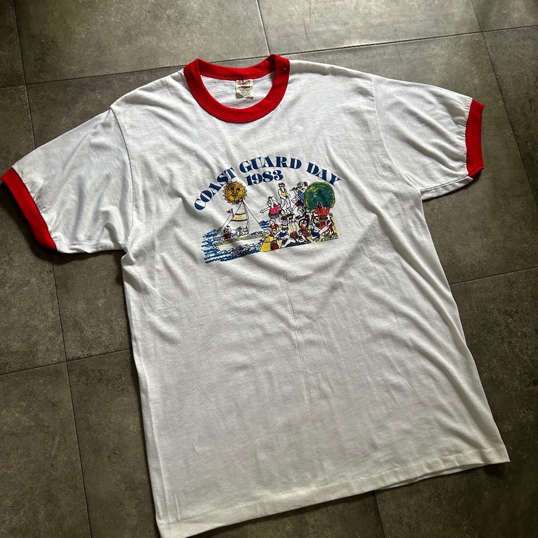 80s stedman リンガーtシャツ USA製 L コーストガード メンズのトップス(Tシャツ/カットソー(半袖/袖なし))の商品写真