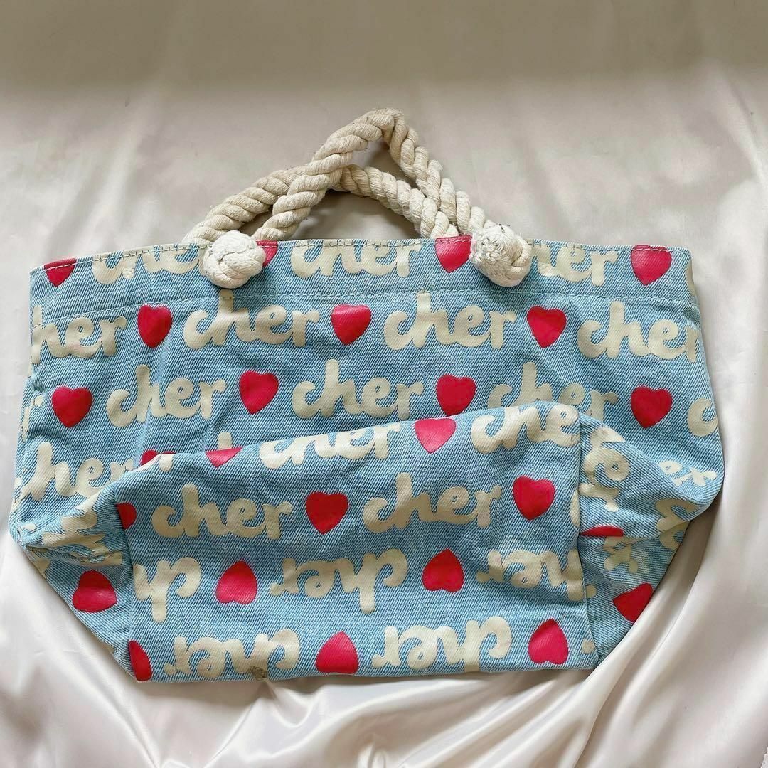 Cher(シェル)のcher デニム キャンバス ミニトート ブルー レディースのバッグ(トートバッグ)の商品写真