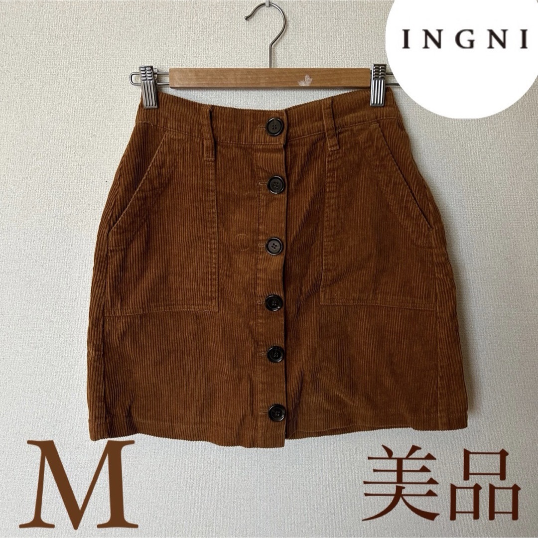 INGNI(イング)の★美品★INGNI コーデュロイ台形ミニスカート　キャメル　ブラウン　M レディースのスカート(ミニスカート)の商品写真