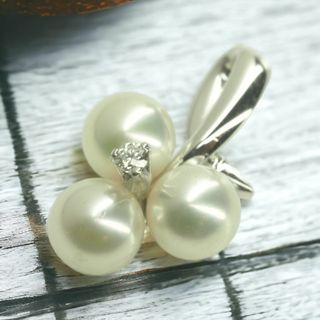 ミキモト(MIKIMOTO)の◆MIKIMOTO　ミキモト　可愛い天然アコヤ本真珠ダイヤペンダント　K18WG(ネックレス)