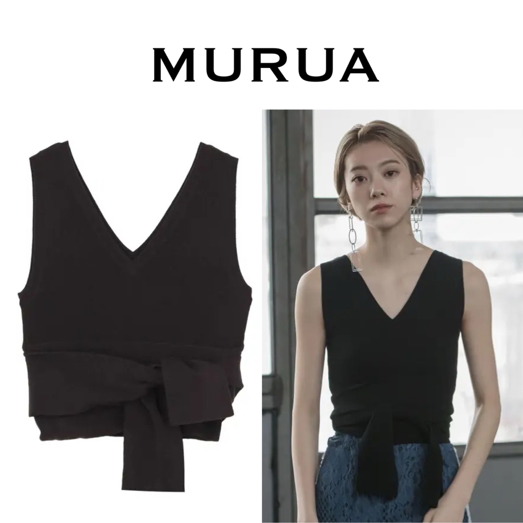 MURUA(ムルーア)のMURUA ニットタンク　ブラック レディースのトップス(シャツ/ブラウス(半袖/袖なし))の商品写真