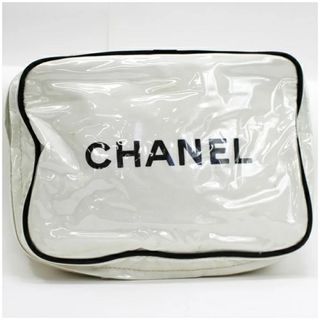 シャネル(CHANEL)のシャネル トラベルポーチ コスメポーチ ビニール ホワイト×ブラックCHANEL(ポーチ)