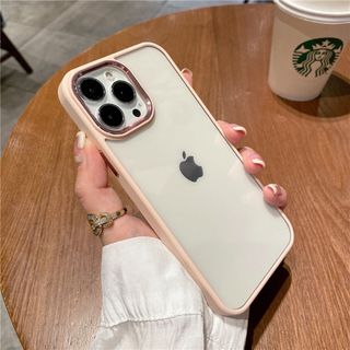 シリコン スマホ ケース クリア+ピンク iPhone12ProMax