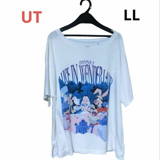 ユニクロ(UNIQLO)のUNIQLO  不思議の国のアリス 半袖　Tシャツ　XL 白　レディース　UT(Tシャツ(半袖/袖なし))