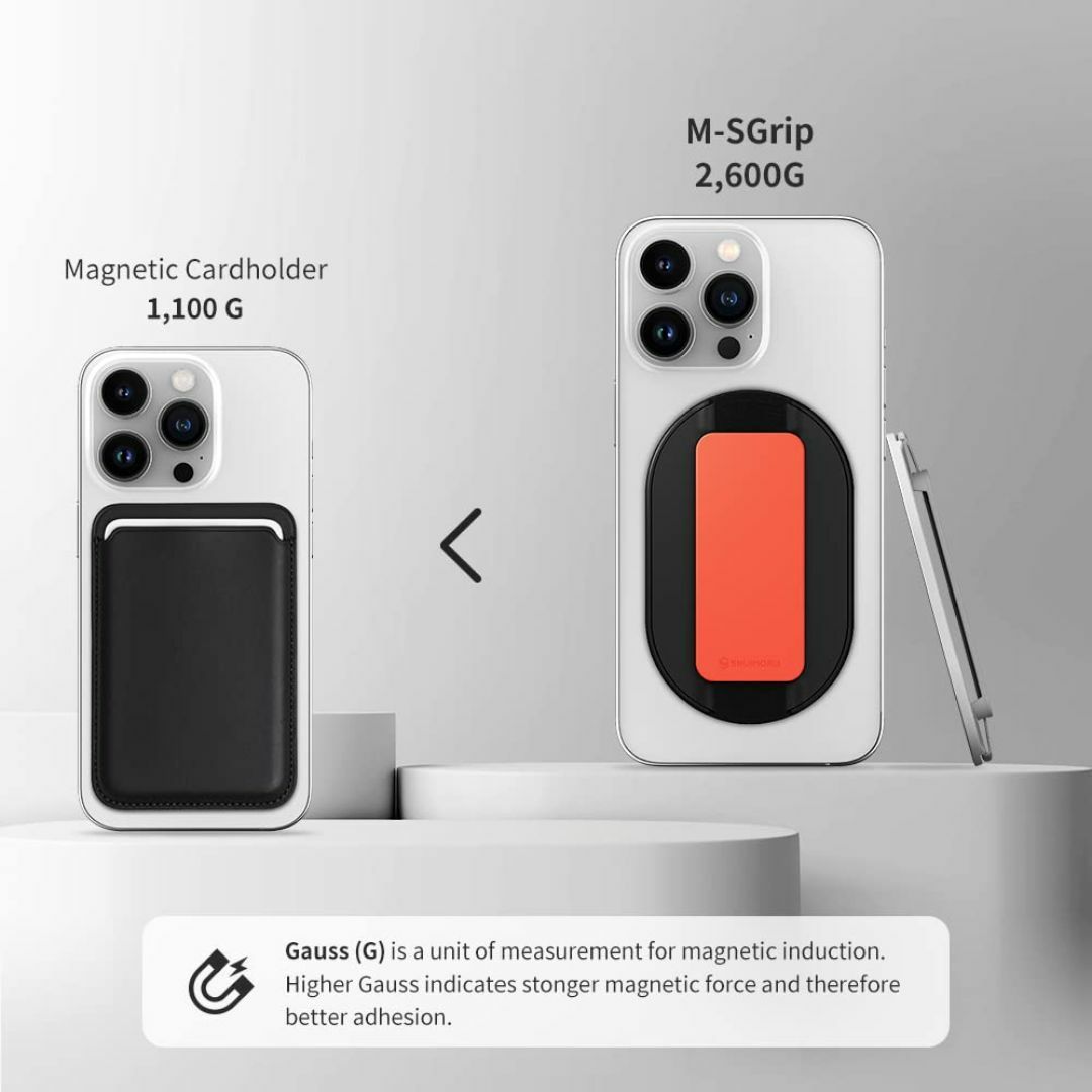 色:ブラック超強磁力スマホ指マグネットグリップSinjimoru、Magsa スマホ/家電/カメラのスマホアクセサリー(その他)の商品写真