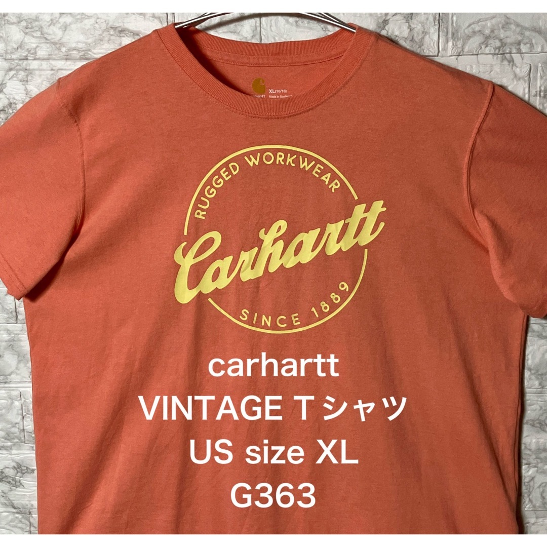 carhartt(カーハート)のアメリカ古着USAカーハート XLsize Carhartt Tシャツオレンジ メンズのトップス(Tシャツ/カットソー(半袖/袖なし))の商品写真