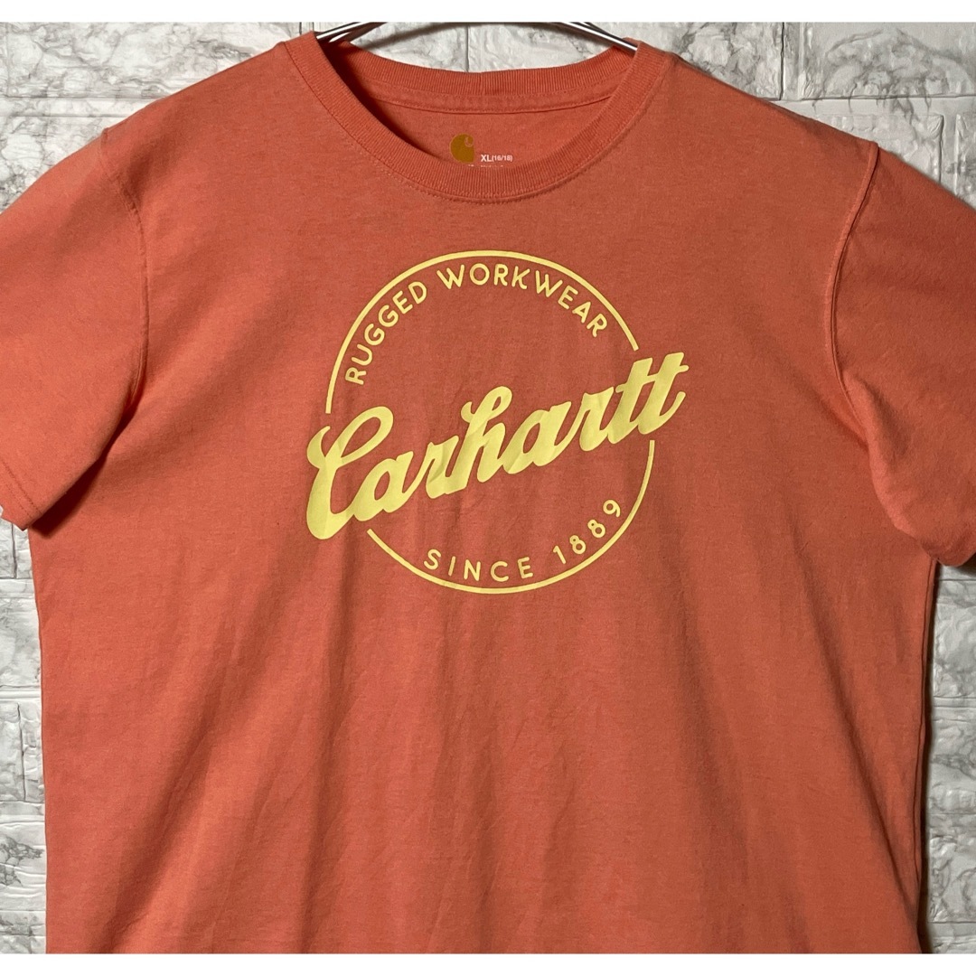 carhartt(カーハート)のアメリカ古着USAカーハート XLsize Carhartt Tシャツオレンジ メンズのトップス(Tシャツ/カットソー(半袖/袖なし))の商品写真