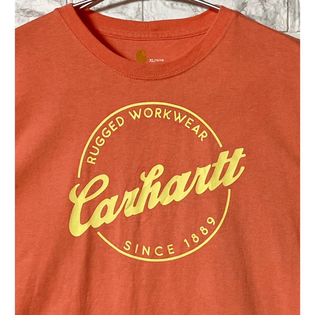 carhartt(カーハート)のアメリカ古着USAカーハート XLsize Carhartt Tシャツオレンジ メンズのトップス(Tシャツ/カットソー(半袖/袖なし))の商品写真