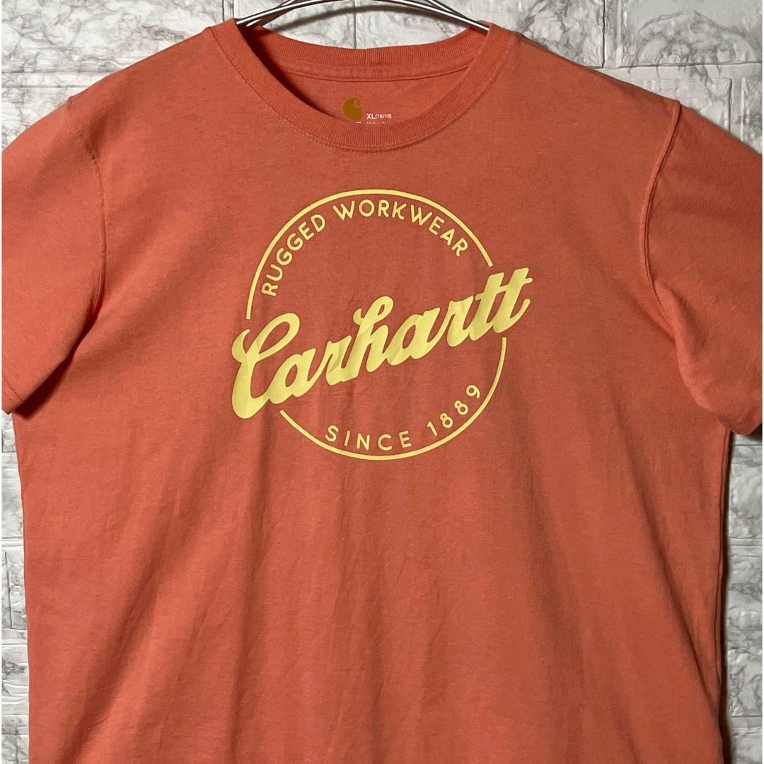 carhartt(カーハート)のアメリカ古着USAカーハート XLsize Carhartt Tシャツオレンジ メンズのトップス(Tシャツ/カットソー(半袖/袖なし))の商品写真