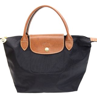 ロンシャン(LONGCHAMP)のロンシャン トートバッグ プリアージュ 本革×ナイロン ブラウン×ブラック系 Th960741 美品・中古(トートバッグ)