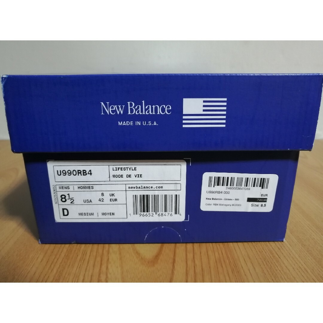 New Balance(ニューバランス)のus8.5 26.5cm ニューバランス U990RB4 ブラウン 未使用品 メンズの靴/シューズ(スニーカー)の商品写真