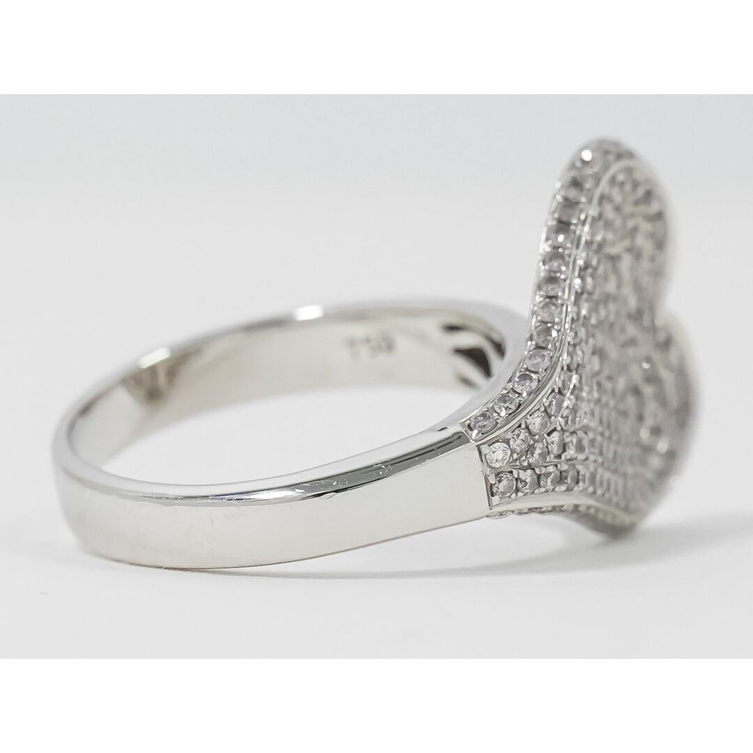 本物 ハート モチーフ ダイヤモンド 0.72ct 750 WG リング 指輪 14号 ホワイトゴールド アクセサリー ジュエリー 中古 レディースのアクセサリー(リング(指輪))の商品写真