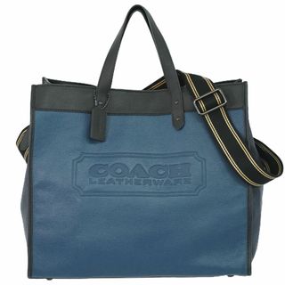 コーチ(COACH)の本物 コーチ COACH 2WAY ショルダーバッグ ハンドバッグ ポシェット レザー ブルー ブラック C1049 バッグ 中古(ショルダーバッグ)