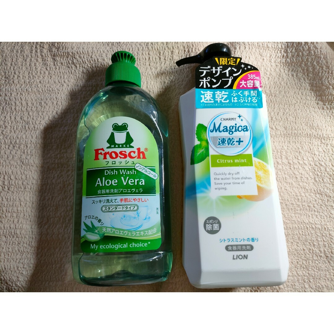 Frosch(フロッシュ)のフロッシュ 食器用洗剤 アロエヴェラ 300ml &majica　デザインポンプ インテリア/住まい/日用品の日用品/生活雑貨/旅行(洗剤/柔軟剤)の商品写真