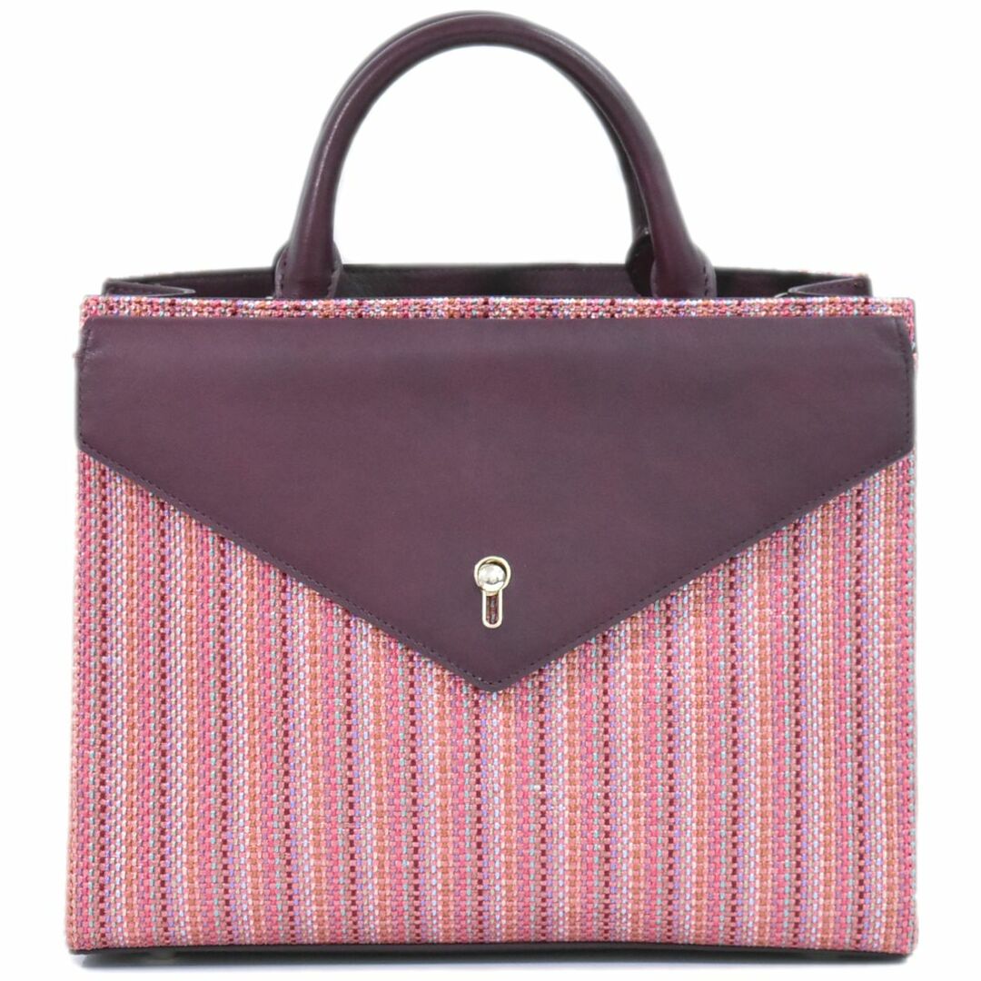 Paul Smith(ポールスミス)の本物 ポールスミス Paul smith キーホルエンベロープ ハンドバッグ レザー ナイロン ピンク ボルドー PWR601 バッグ 中古 レディースのバッグ(ハンドバッグ)の商品写真