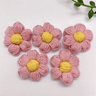 お花 パーツ ハンドメイド 手作り 手編み  可愛い ピンク コットン(各種パーツ)