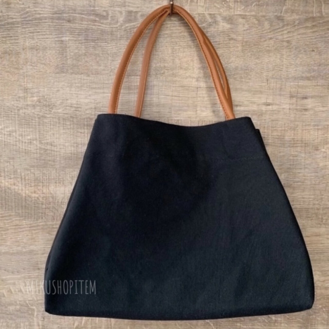 シンプルキャンバストート 無地 ナチュラル 黒 ブラック 鞄 カバン プチプラ レディースのバッグ(トートバッグ)の商品写真