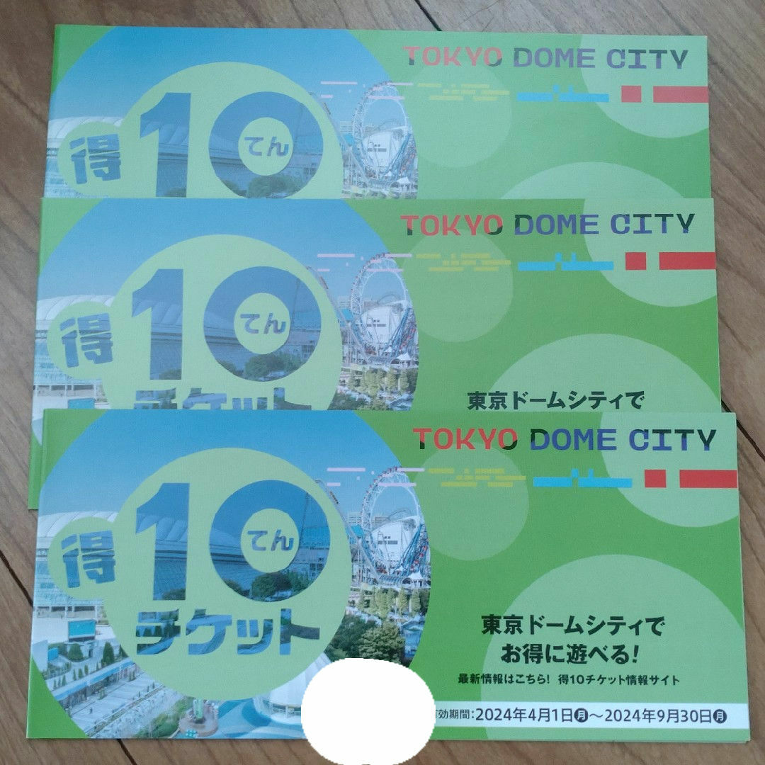 東京ドームシティ ３冊（合計30ポイント）得10チケット チケットの施設利用券(遊園地/テーマパーク)の商品写真