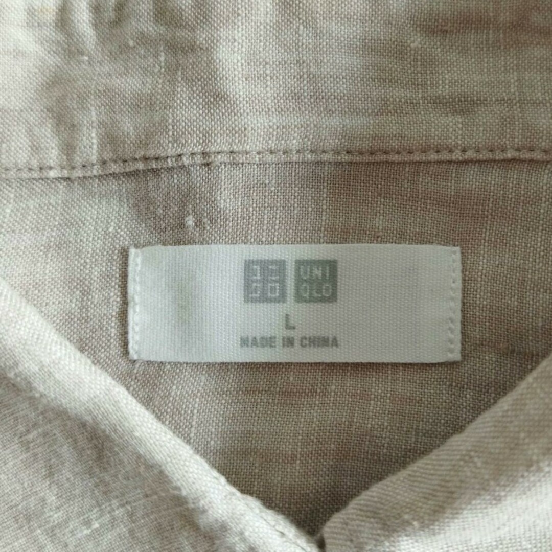 UNIQLO(ユニクロ)のユニクロ リネン100% 長袖シャツ オフベージュ メンズL 春夏 メンズのトップス(シャツ)の商品写真