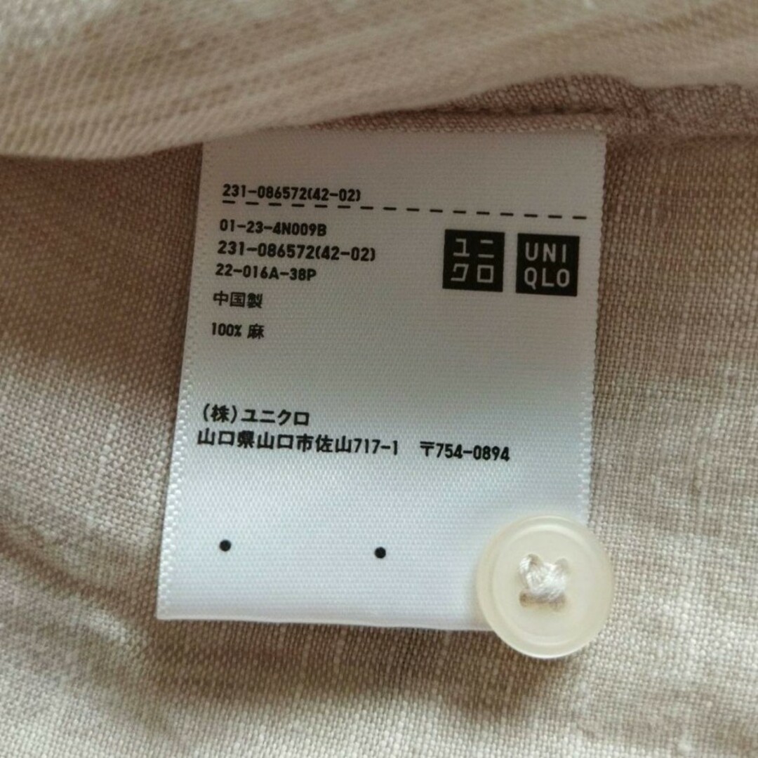 UNIQLO(ユニクロ)のユニクロ リネン100% 長袖シャツ オフベージュ メンズL 春夏 メンズのトップス(シャツ)の商品写真