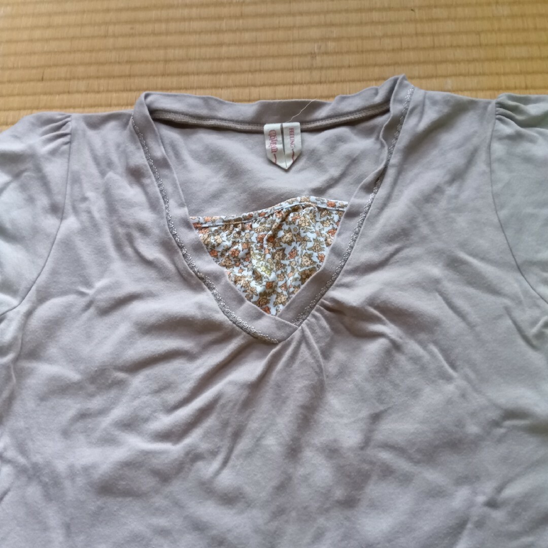 ベージュ半袖カットソーM メンズのトップス(Tシャツ/カットソー(半袖/袖なし))の商品写真