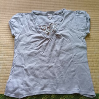 ベージュ半袖カットソーM(Tシャツ/カットソー(半袖/袖なし))