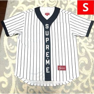 シュプリーム(Supreme)の【即完売モデル】シュプリーム☆刺繍ロゴストライプベースボールシャツ 人気デザイン(シャツ)