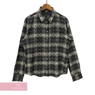 クロムハーツ(Chrome Hearts)のCHROME HEARTS Loose Ends Check Shirt クロムハーツ ルーズエンドチェックシャツ ネルシャツ クロスボールスナップボタン レザーパッチ Yノット レッド サイズM【240416】【中古-A】【me04】(シャツ)