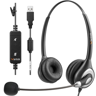 ヘッドセットUSB 両耳 ノイズキャンセリングマイク　制御有線PC用ヘッドホン(ヘッドフォン/イヤフォン)