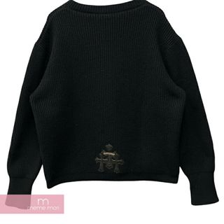 CHROME HEARTS Y Not Triple Cemetery Cross Knit クロムハーツ ワイノットトリプルセメタリークロスニット レザークロスパッチ 山羊 ブラック サイズM 【240428】【新古品】【me04】