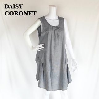 【DAISY CORONET】綿麻混合　ノースリーブフレアワンピース