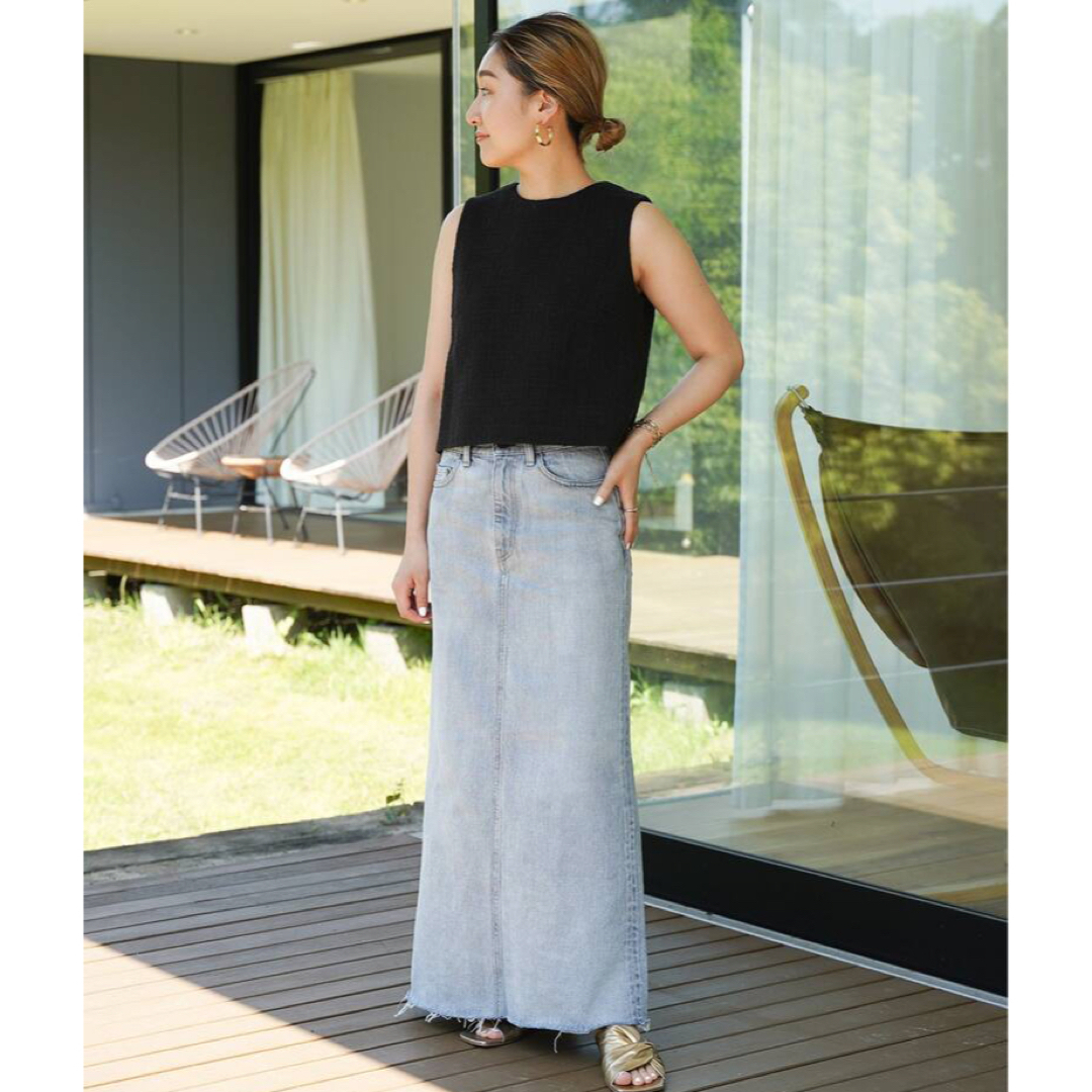 DEUXIEME CLASSE(ドゥーズィエムクラス)の【タグ付】ドゥーズィエムクラスTweed Cropped ブラウス (BK) レディースのトップス(カットソー(半袖/袖なし))の商品写真